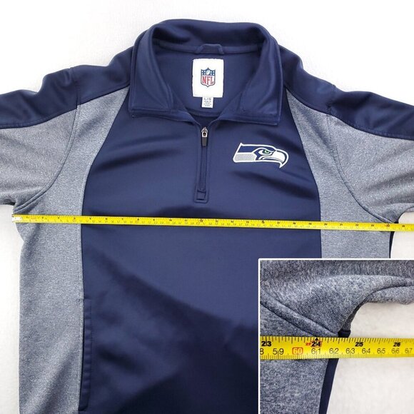 Seattle Seahawks 1/4 Zip Fleece Pullover Sweatshirt NFL Authentic Men's Large - Picture 7 of 14